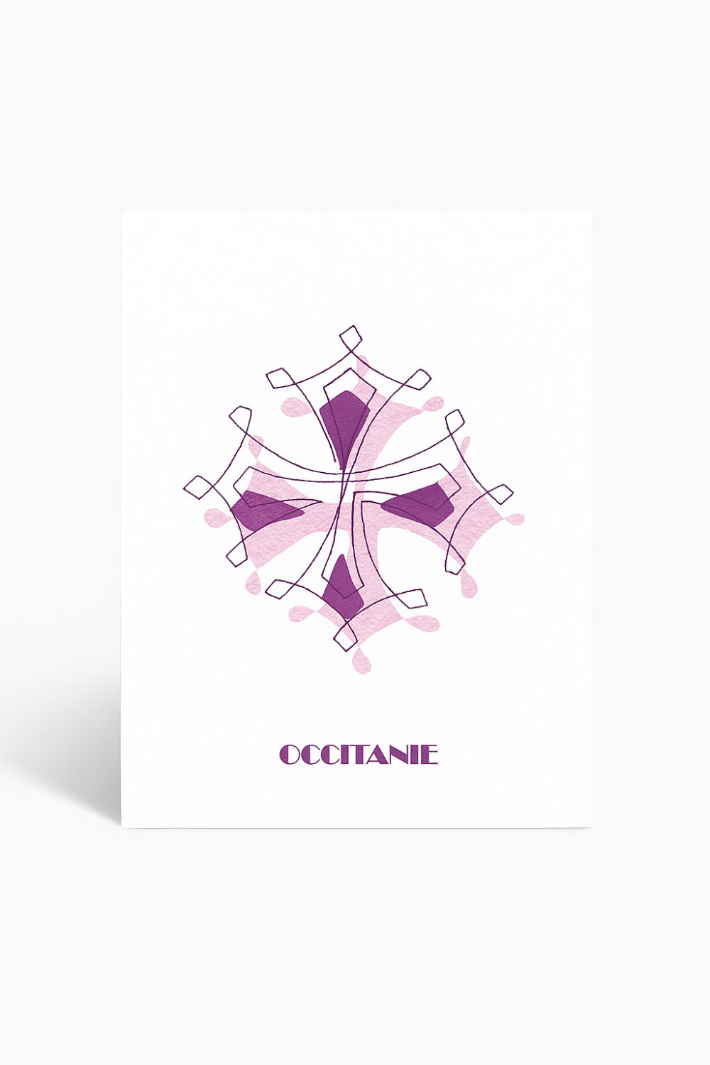 Affiche brodée Croix Occitane