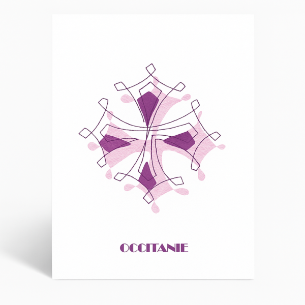 Affiche brodée Croix Occitane
