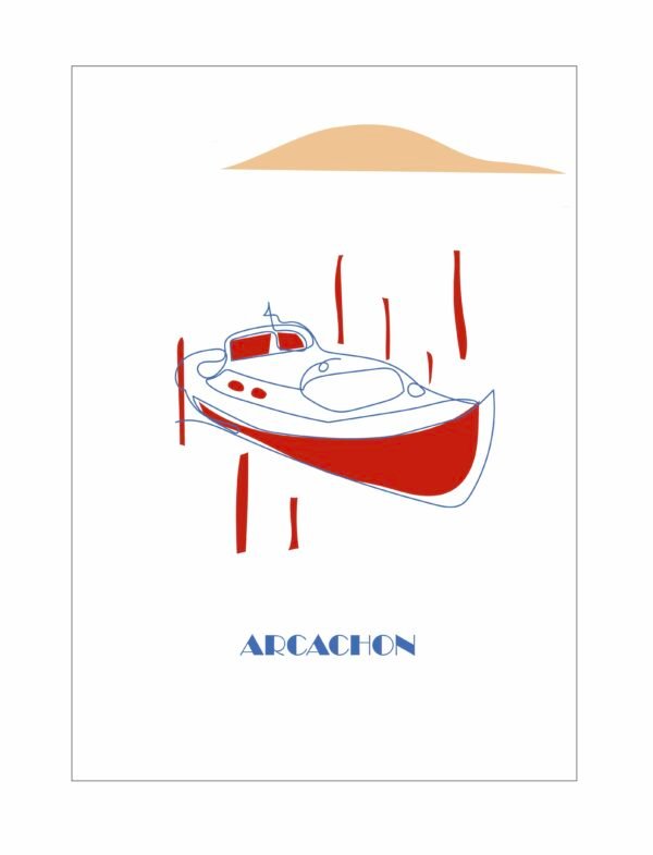 Affiche brodée Pinasse Arcachon