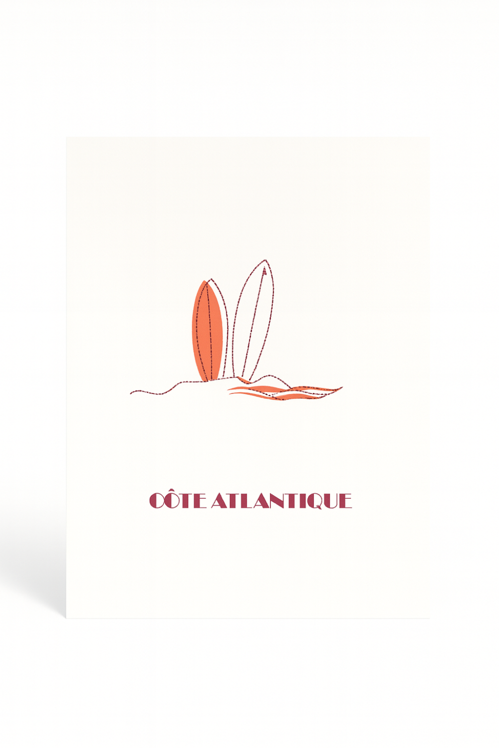 Affiche brodée Surf Côte Atlantique