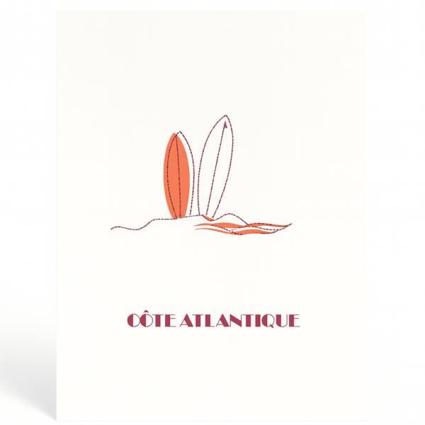 Affiche brodée Surf Côte Atlantique