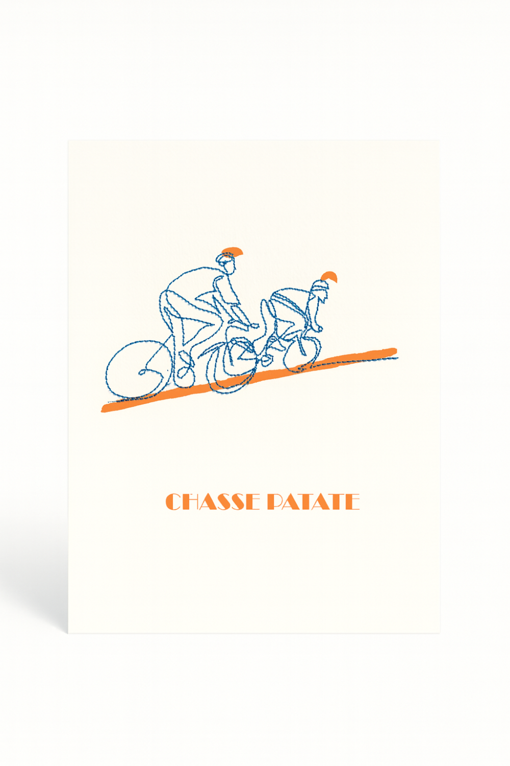 Affiche brodée Cycliste Chasse patate