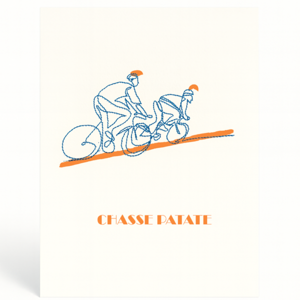 Affiche brodée Cycliste Chasse patate