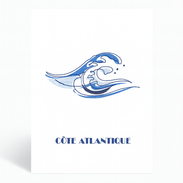 Affiche brodée Vague Côte Atlantique