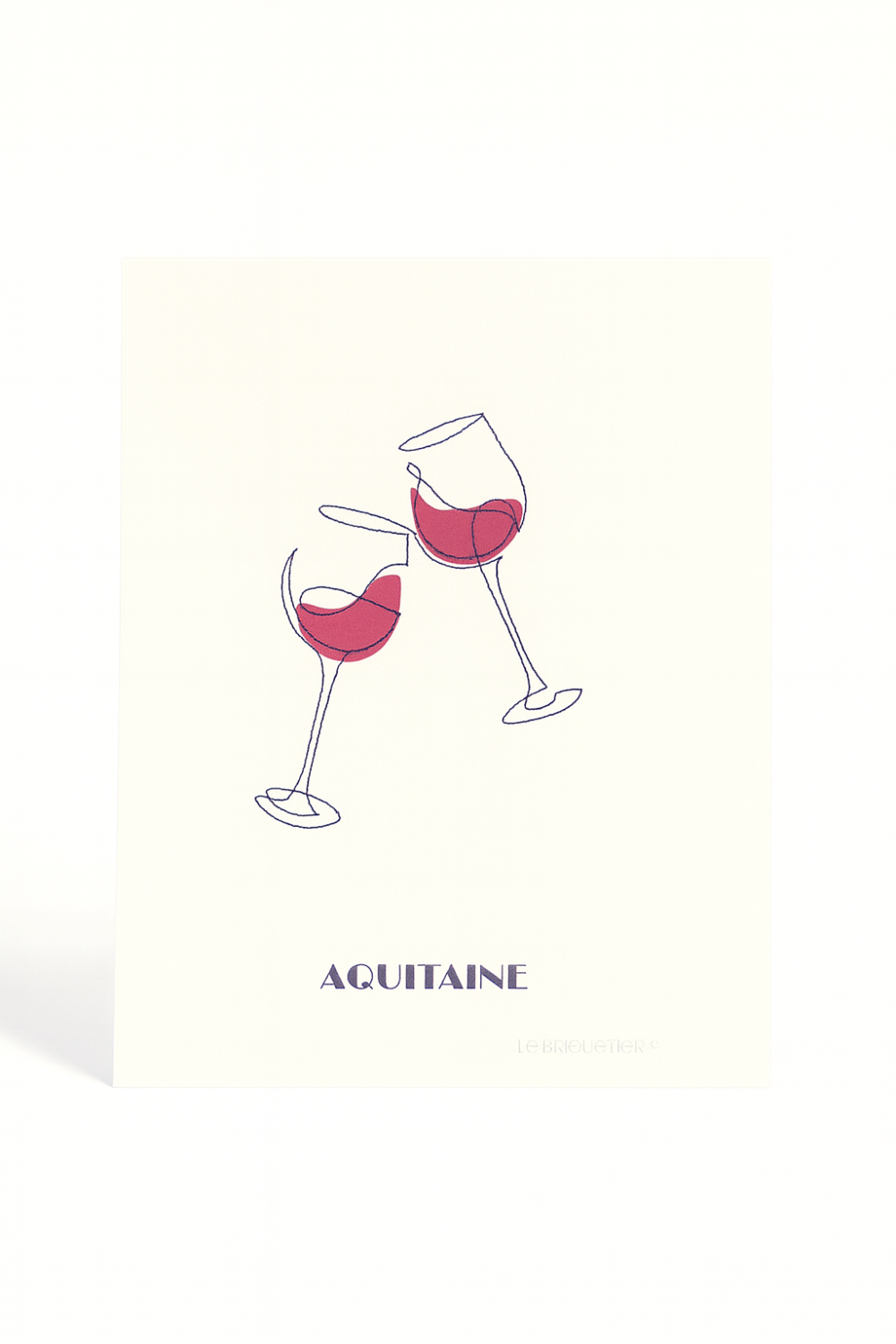 Affiche brodée Verre de vin Aquitaine